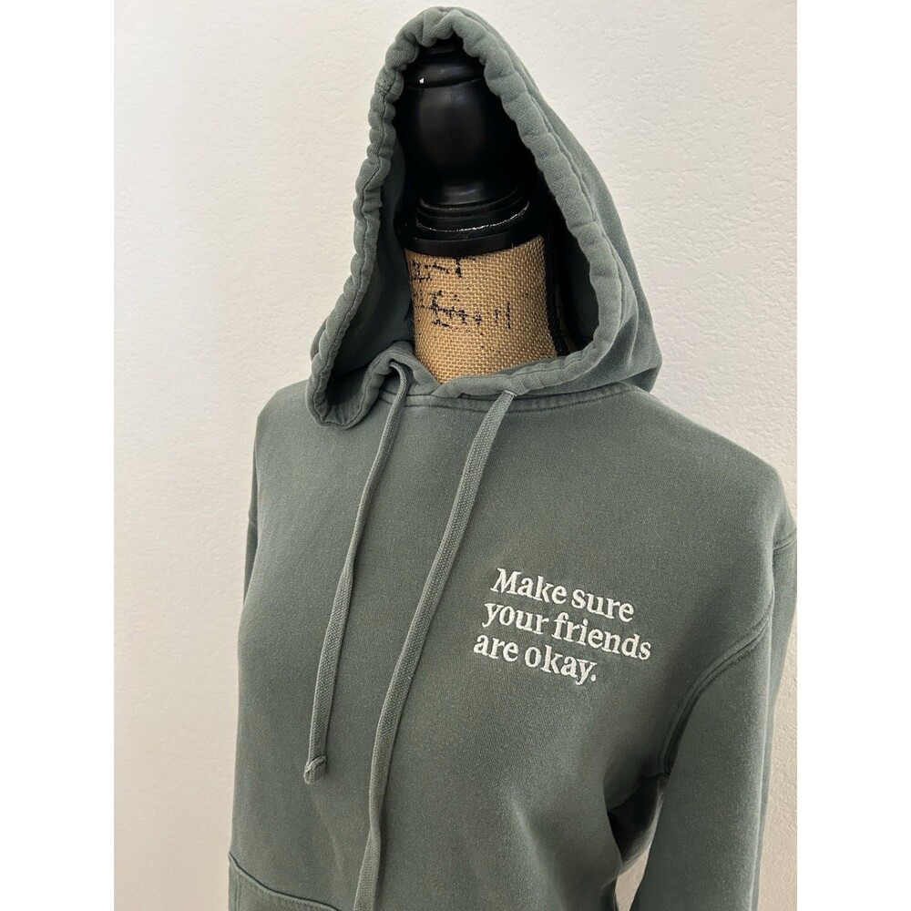 Vintage Y2K Sage Green Faded Sun Washed Hoodie Hooded Sweatshirt  Make Sure Your
